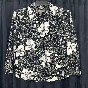 Floral Black and White Women's Jacket